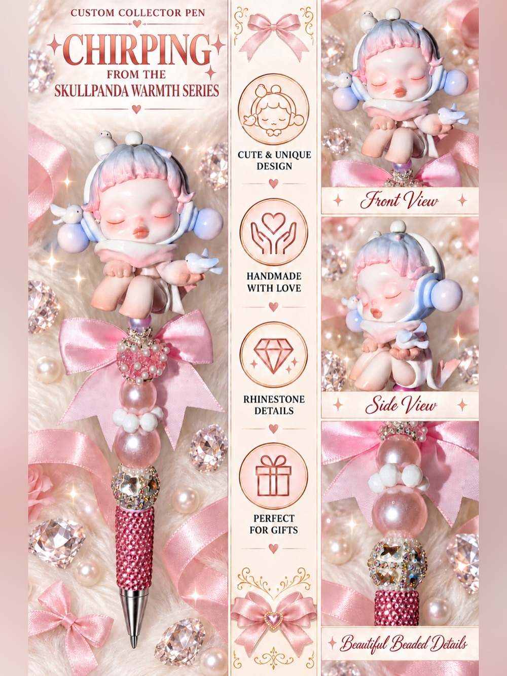 SKULLPANDA Warmth Series “Chirping” figure  custom pen authentic figure